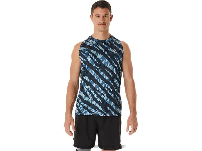 Mens Wild Camo Singlet Azure/Performance Black Asics XXPD1113