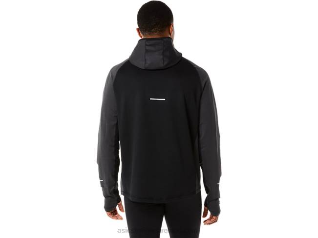 Men\s Winter Run Long Sleeve Hoodie Performance Black Heather Asics XXPD885