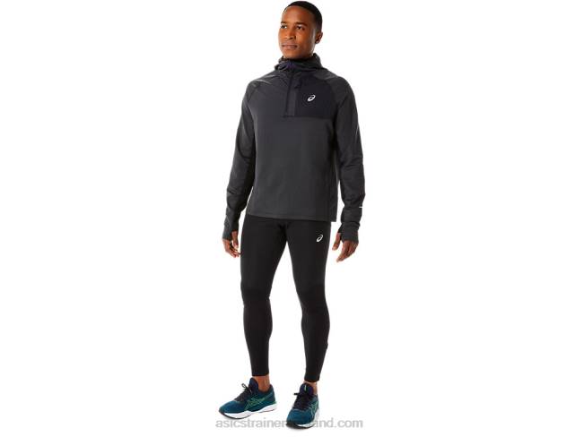 Men\s Winter Run Long Sleeve Hoodie Performance Black Heather Asics XXPD885