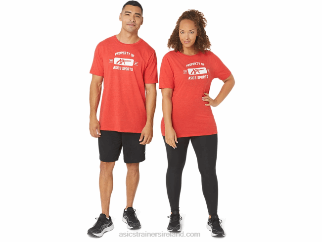 Short Sleeve Property Of Sports Tee Classic Red Heather Asics XXPD140