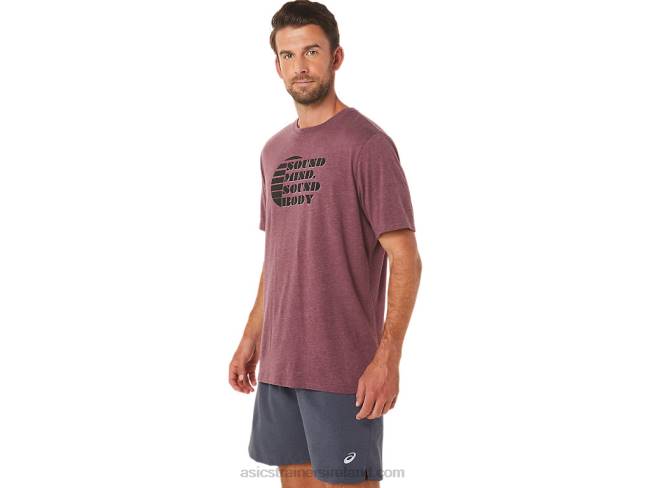 Short Sleeve Rise Slogan Tee Deep Mars Heather Asics XXPD1607