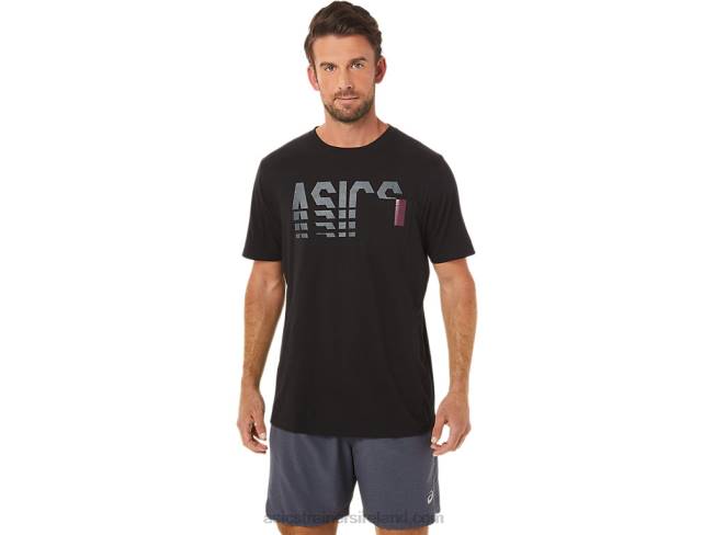 Short Sleeve Striped Pocket Tee Performance Black Asics XXPD1650