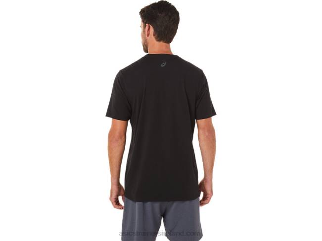 Short Sleeve Striped Pocket Tee Performance Black Asics XXPD1650