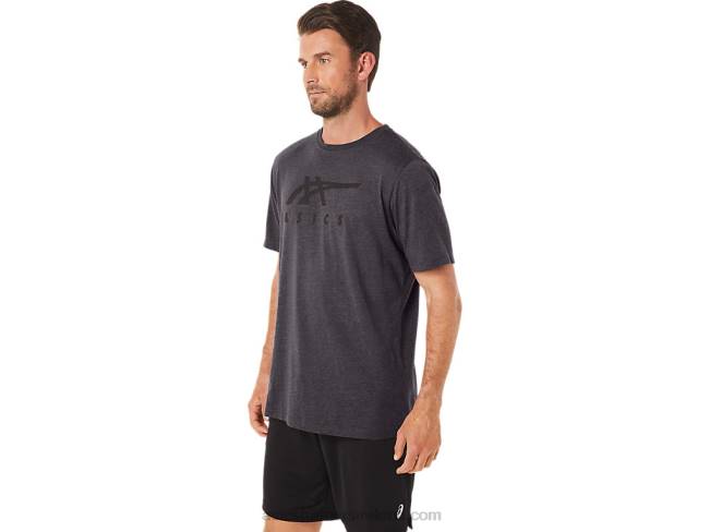 Stripe Short Sleeve Tee Dark Grey Heather Asics XXPD19