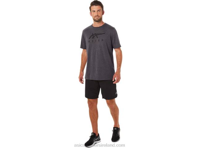 Stripe Short Sleeve Tee Dark Grey Heather Asics XXPD19