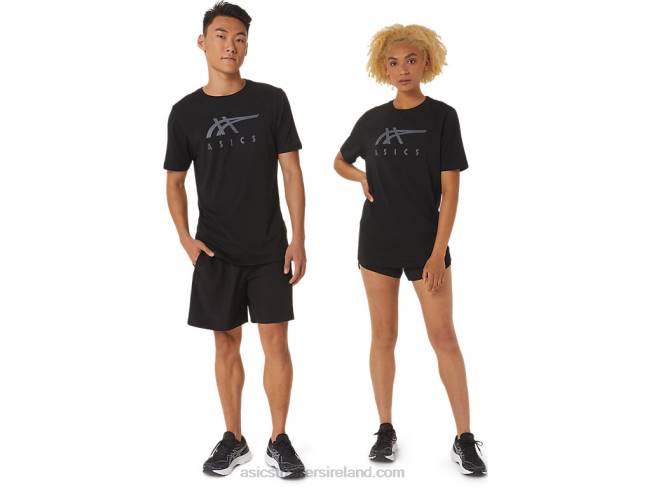 Stripe Short Sleeve Tee Performance Black Asics XXPD1716