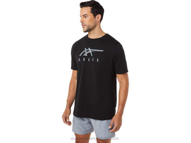 Stripe Short Sleeve Tee Performance Black Asics XXPD1716