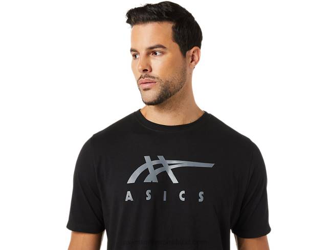 Stripe Short Sleeve Tee Performance Black Asics XXPD1716