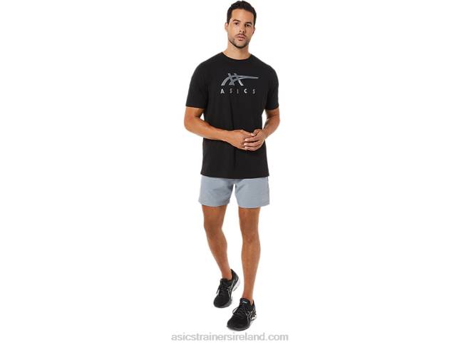 Stripe Short Sleeve Tee Performance Black Asics XXPD1716