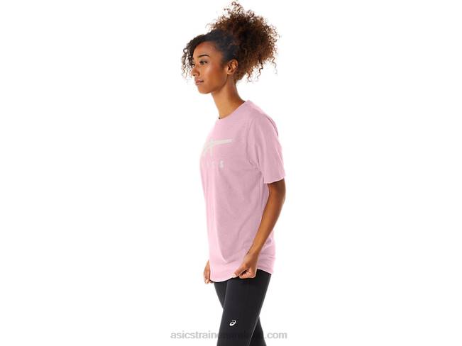 Stripe Short Sleeve Tee Pink Salt Asics XXPD73