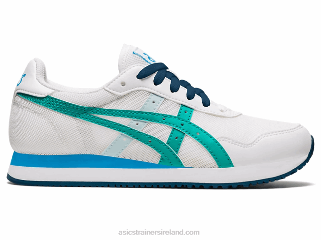 Tiger Runner Grade School White/Baltic Jewel Asics XXPD4479