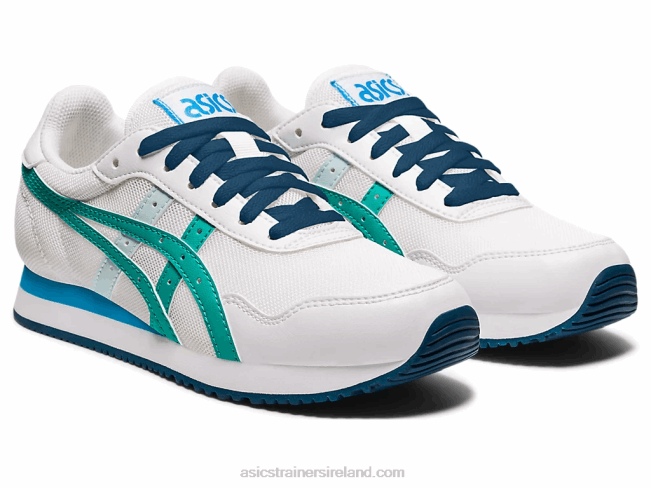 Tiger Runner Grade School White/Baltic Jewel Asics XXPD4479