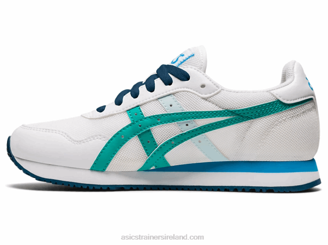 Tiger Runner Grade School White/Baltic Jewel Asics XXPD4479