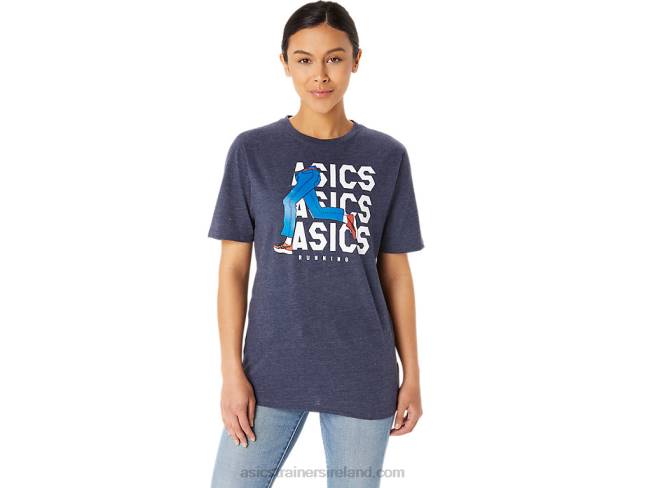 Unisex Blue Jean Mile Crew Tee Peacoat Heather Asics XXPD25