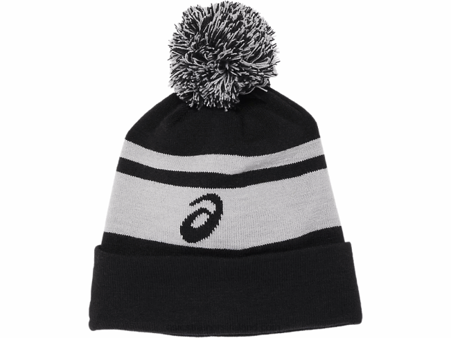 Unisex Pom Beanie Black/Lt Grey Heather Asics XXPD789