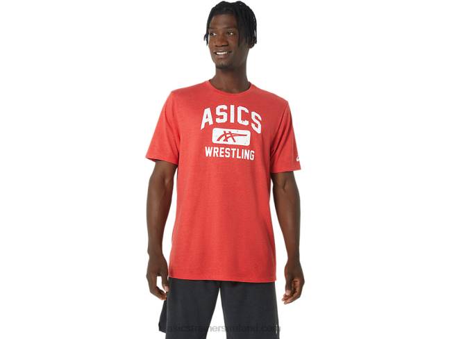 Unisex Wrestling Graphic Tee Classic Red Heather Asics XXPD848