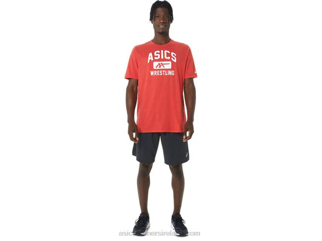 Unisex Wrestling Graphic Tee Classic Red Heather Asics XXPD848