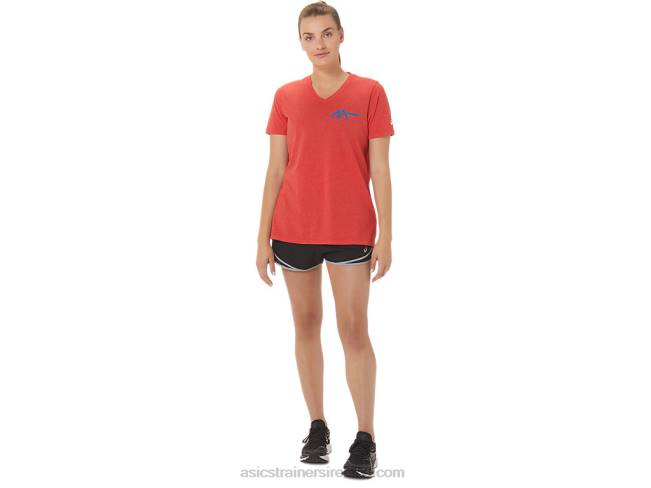 Women\s 1977 Heritage Americana V-Neck Classic Red Heather Asics XXPD2821