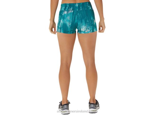 Women\s 2in Train Short Perf Tie Dye Velvet Pine Print Asics XXPD3083