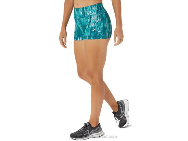 Women\s 2in Train Short Perf Tie Dye Velvet Pine Print Asics XXPD3083