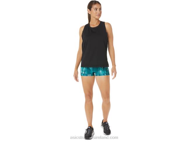 Women\s 2in Train Short Perf Tie Dye Velvet Pine Print Asics XXPD3083