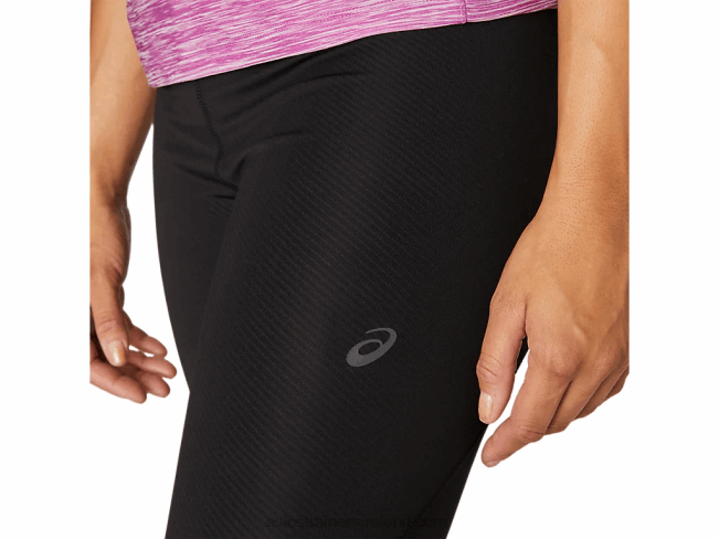 Women\s 7/8 Fashion Tight Performance Black Emboss Asics XXPD4108