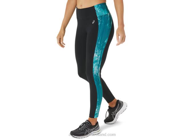 Women\s 7/8 Performance Tight Black/Tie Dye Velvet Pine Asics XXPD3081