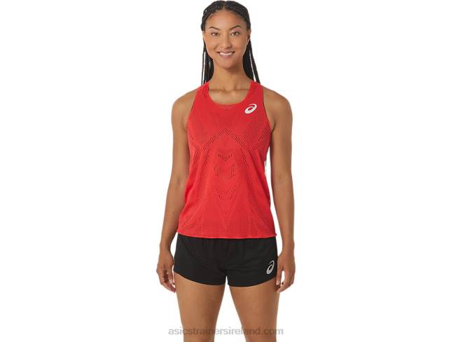 Womens Actibreeze Jacquard Singlet Electric Red Asics XXPD2341