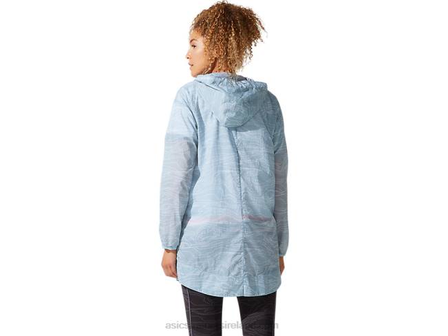 Women\s Airy Woven Long Jacket Smoke Blue Asics XXPD4029