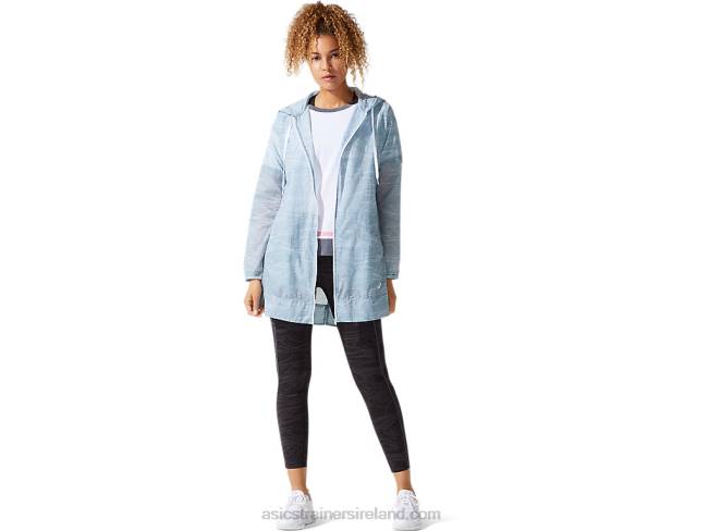 Women\s Airy Woven Long Jacket Smoke Blue Asics XXPD4029