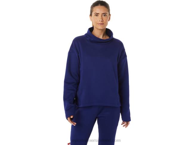 Womens Brushed Knit Pullover Dive Blue Asics XXPD2899