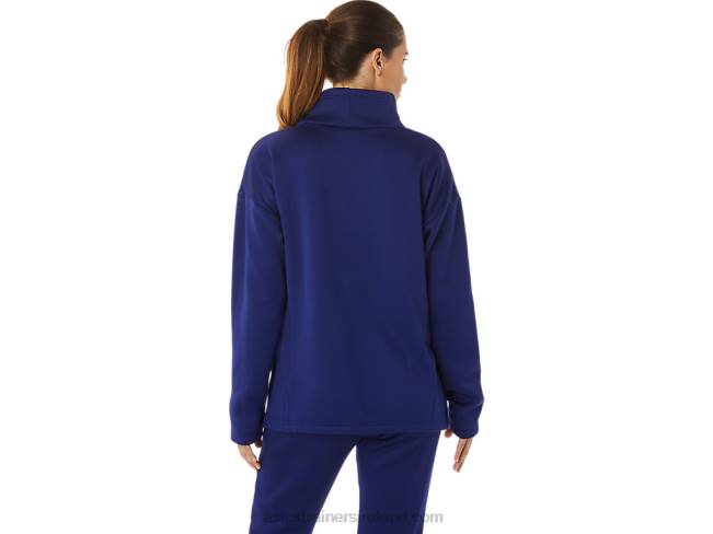 Women\s Brushed Knit Pullover Dive Blue Asics XXPD2899