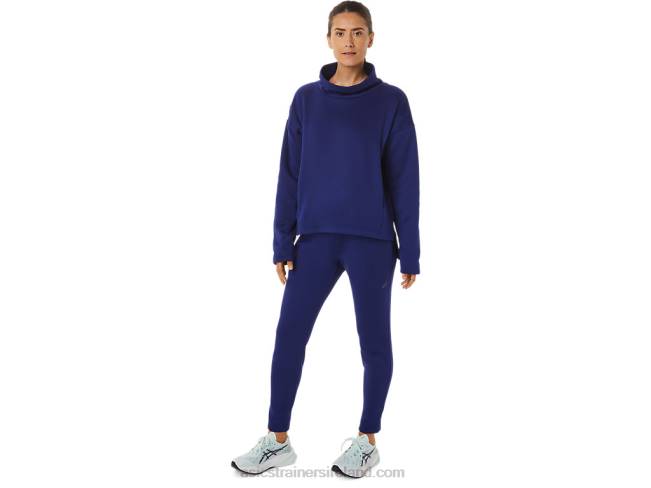 Women\s Brushed Knit Pullover Dive Blue Asics XXPD2899