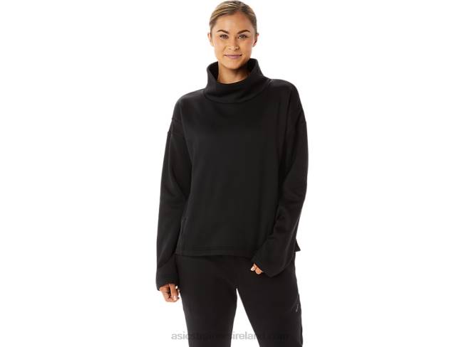 Womens Brushed Knit Pullover Performance Black Asics XXPD2911