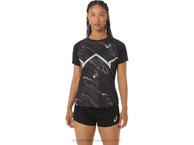 Womens Cj-Line Light Short Sleeve Top Performance Black/Whisper Green Asics XXPD2337