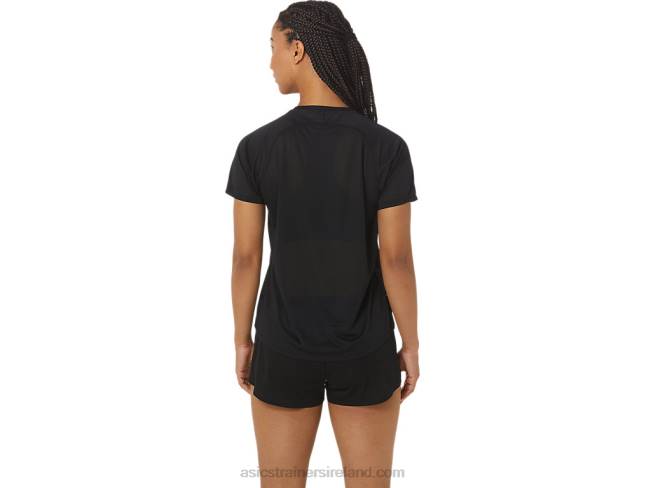 Women\s Cj-Line Light Short Sleeve Top Performance Black/Whisper Green Asics XXPD2337