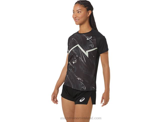 Women\s Cj-Line Light Short Sleeve Top Performance Black/Whisper Green Asics XXPD2337