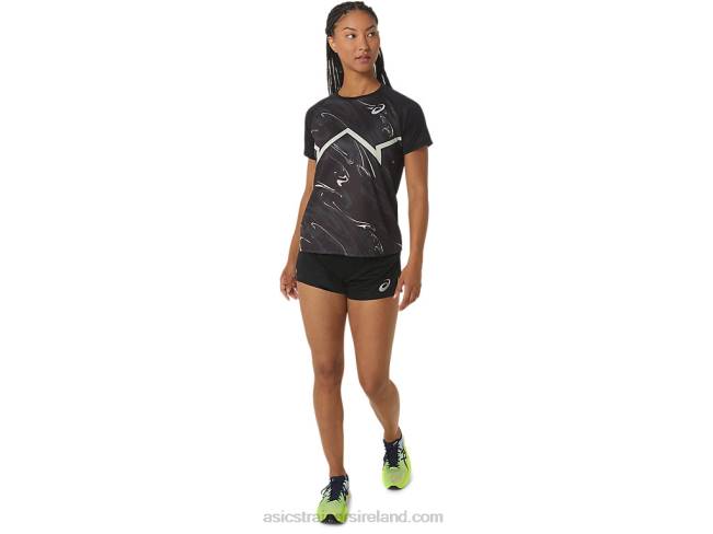 Women\s Cj-Line Light Short Sleeve Top Performance Black/Whisper Green Asics XXPD2337