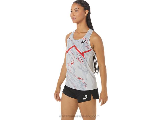 Women\s Cj-Line Light Singlet Glacier Grey/Electric Red Asics XXPD2339