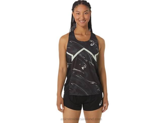 Womens Cj-Line Light Singlet Performance Black/Whisper Green Asics XXPD2347