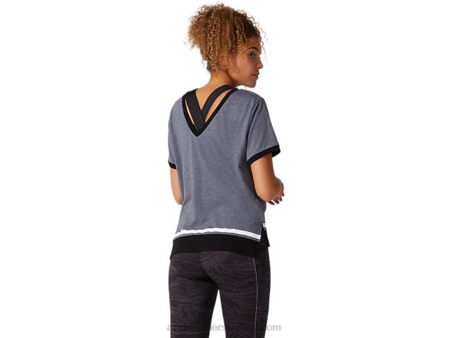 Women\s Color Block Short Sleeve Top Carrier Grey Heather Asics XXPD4077