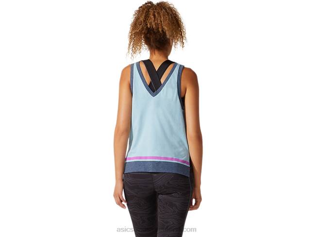 Women\s Color Block Tank Smoke Blue Asics XXPD4066