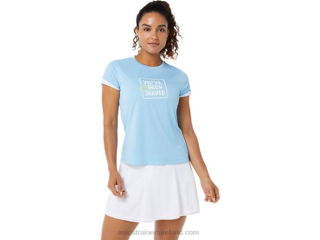 Womens Court Graphic Tee Arctic Sky Asics XXPD3491