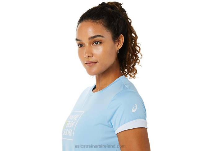 Women\s Court Graphic Tee Arctic Sky Asics XXPD3491