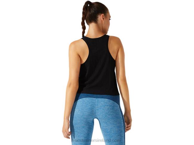 Women\s Cropped Logo Jacquard Tank Performance Black Asics XXPD3965