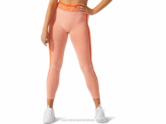 Womens Cropped Logo Seamless Tight Marigold Orange/Sun Peach Asics XXPD3940