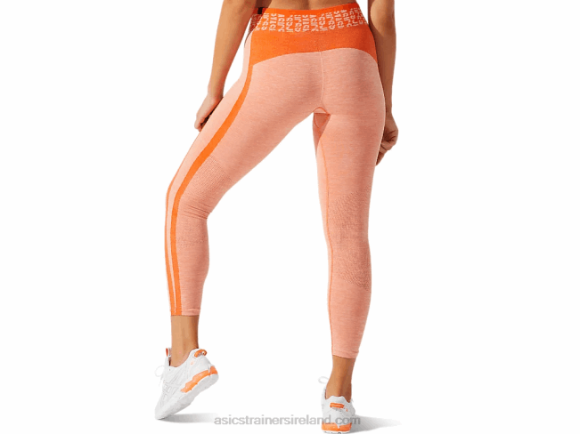 Women\s Cropped Logo Seamless Tight Marigold Orange/Sun Peach Asics XXPD3940