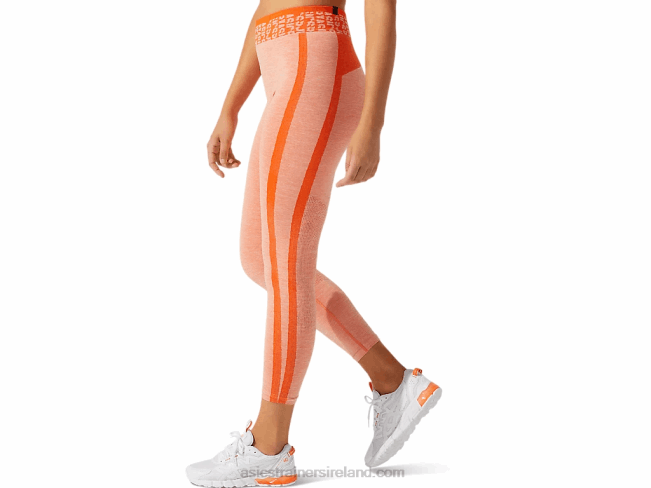 Women\s Cropped Logo Seamless Tight Marigold Orange/Sun Peach Asics XXPD3940