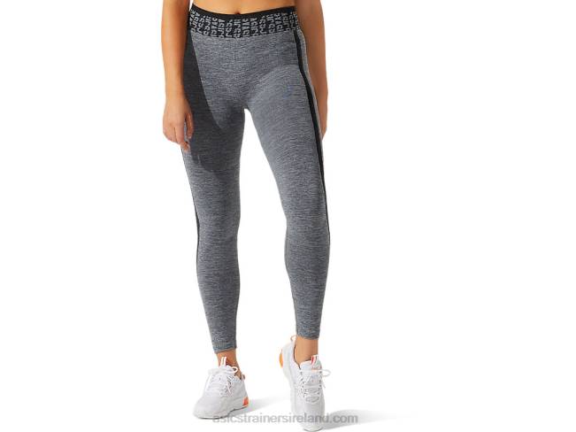 Womens Cropped Logo Seamless Tight Performance Black/Graphite Grey Asics XXPD3935