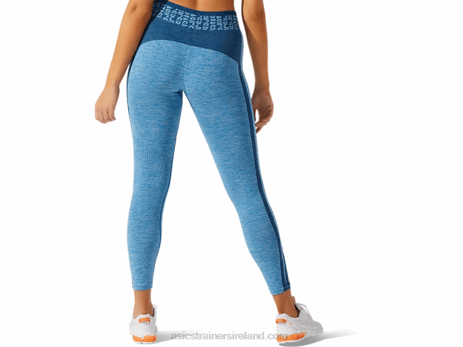 Women\s Cropped Logo Seamless Tight Reborn Blue/Mako Blue Asics XXPD3947